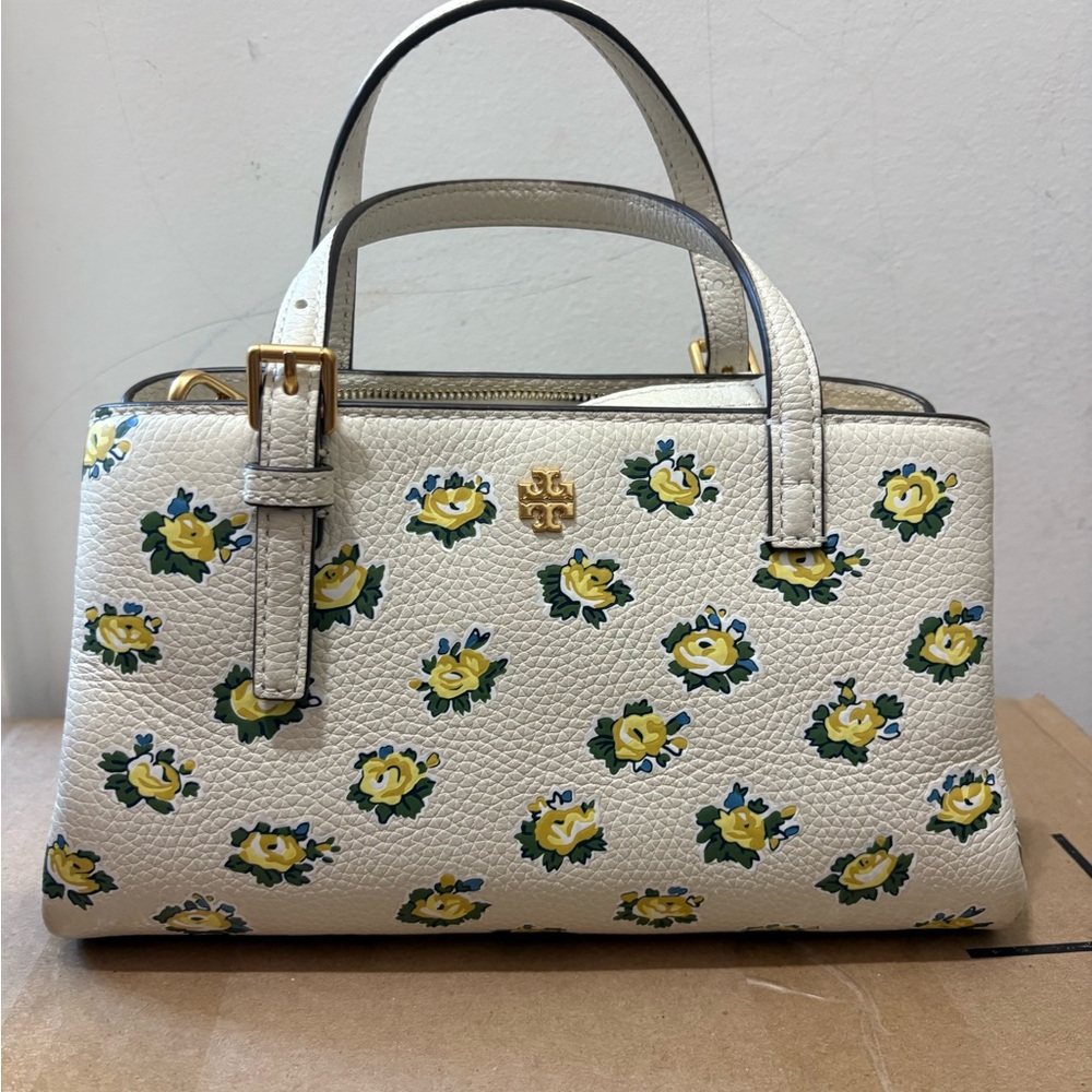 Tory Burch Cream Floral Crossbody Bag
